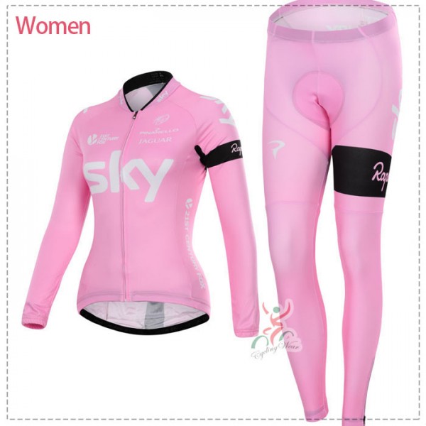 2015 sky Damen Cycling Fahrradbekleidung Radtrikot Satz Langarm und Lange Fahrradhose