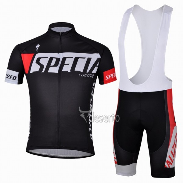 Specialized Racing Radtrikot Kurzarm und Kurz Trägerhose Kits Schwarz