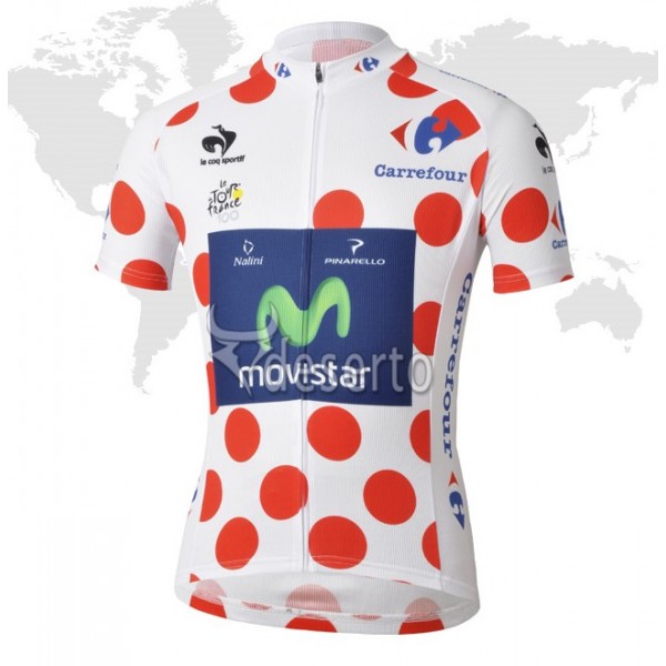 Movistar Tour de France Gepunktetes Trikot Radtrikot Kurzarm
