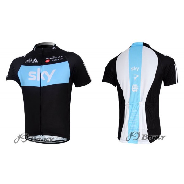 2012 SKY Radtrikot Kurzarm Schwarz Blau