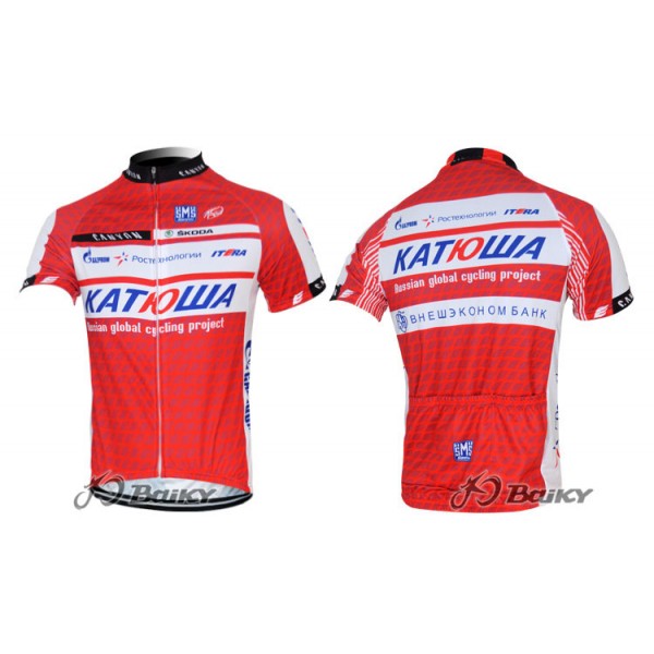 2012 Katusha Russland Radtrikot Kurzarm Rot