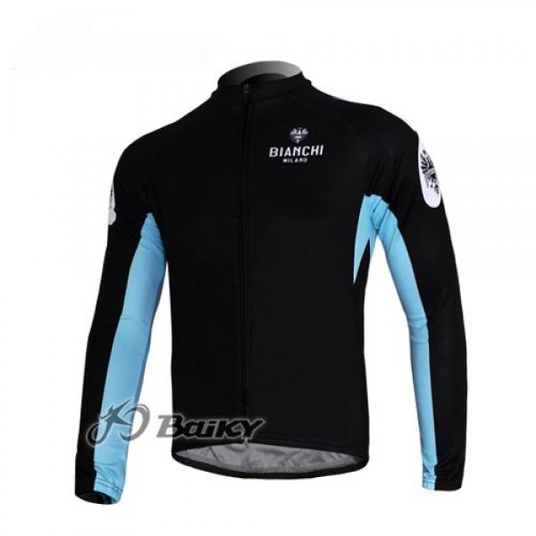 Bianchi Pro Team Fahrradtrikot Langarm Schwarz Blau