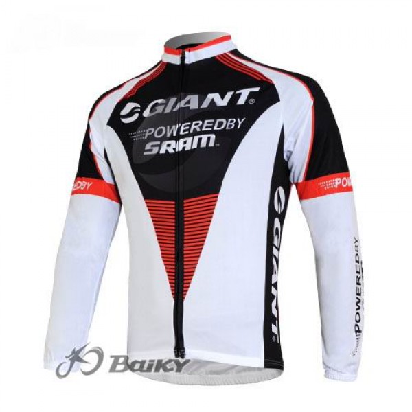 Giant Sram Pro Team Fahrradtrikot Langarm Weiß Schwarz Rot