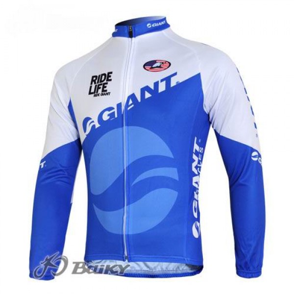 Giant Ride Life Fahrradtrikot Langarm Blau Weiß