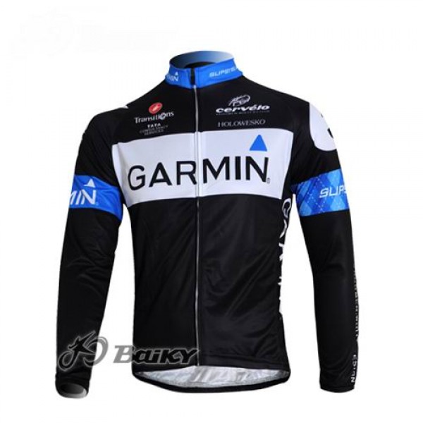 Garmin Barracuda Pro Team Fahrradtrikot Langarm Schwarz Blau