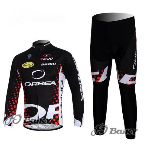 Orbea Pro Team Radbekleidung Satz Fahrradtrikot Langarm und Lang Radhose Schwarz Rot