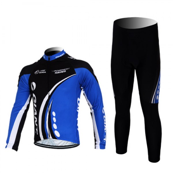 Giant kenda pro Radbekleidung Satz Fahrradtrikot Langarm und Lang Radhose Schwarz Blau
