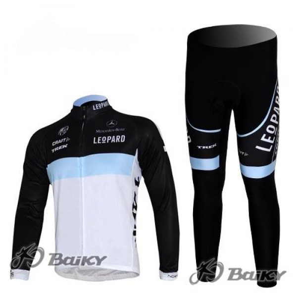 Leopard trek Pro Team Radbekleidung Satz Fahrradtrikot Langarm und Lang Radhose Weiß Schwarz