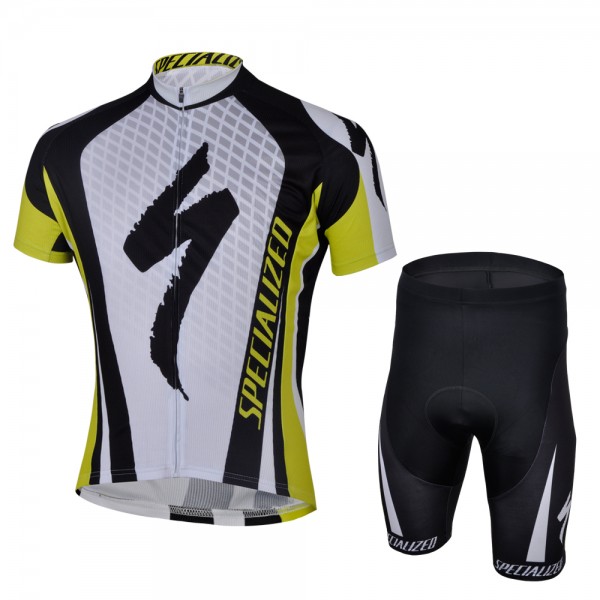 2013 Specialized Radtrikot Kurzarm und Kurz Radhose Kits Weiß Schwarz Gelb