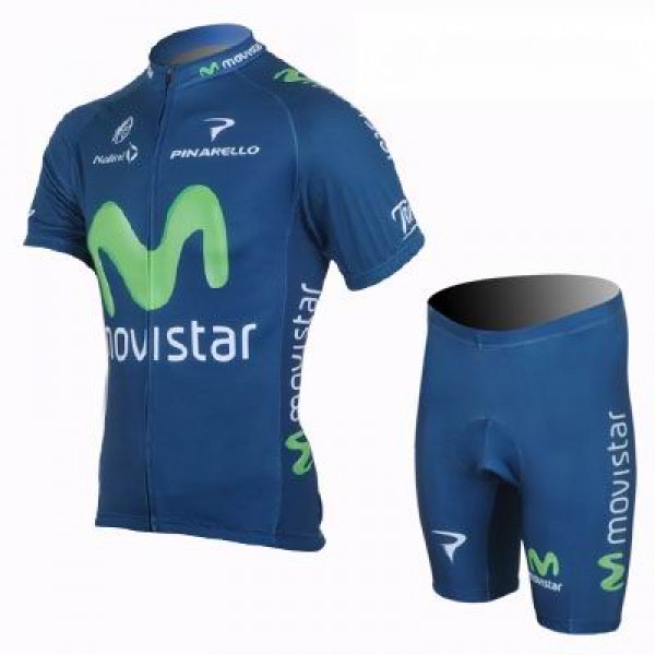 2013 Movistar Team Radtrikot Kurzarm und Kurz Radhose Kits Blau