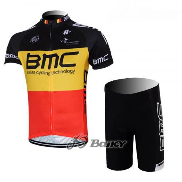 BMC Racing Radbekleidung Radtrikot Kurzarm und Fahrradhosen Kurz Rot Gelb
