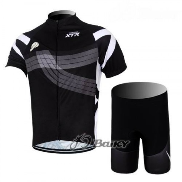 2012 Shimano XTR Radbekleidung Radtrikot Kurzarm und Fahrradhosen Kurz Schwarz