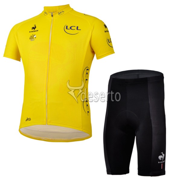 Tour de France Gelbes Trikot Radbekleidung Radtrikot Kurzarm und Fahrradhosen Kurz