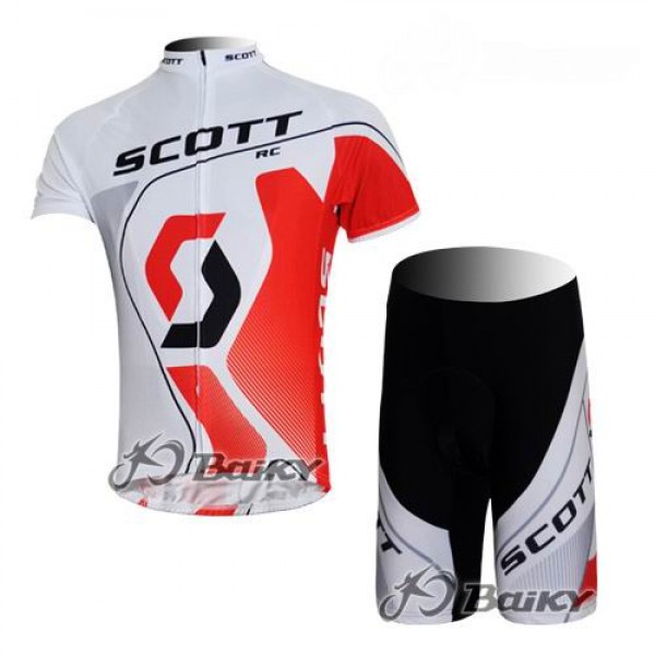 Scott Racing Team Radbekleidung Radtrikot Kurzarm und Fahrradhosen Kurz Weiß Rot