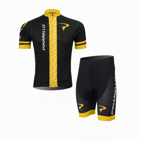 2014 Pinarello Radbekleidung Radtrikot Kurzarm und Fahrradhosen Kurz Schwarz Gelb