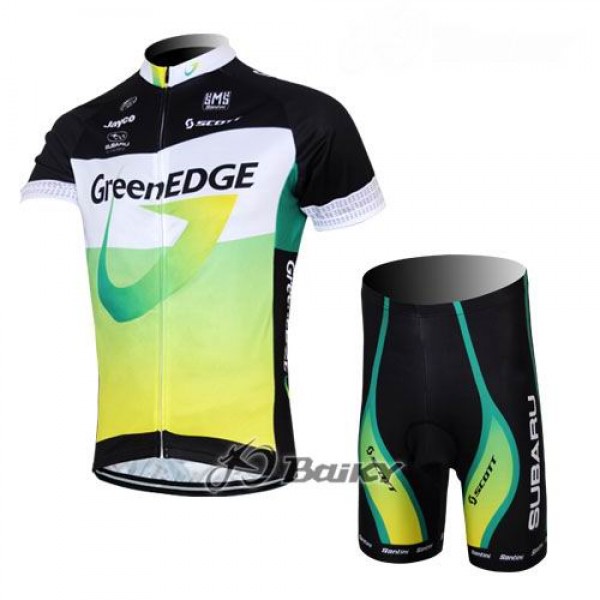 Green Edge Radbekleidung Radtrikot Kurzarm und Fahrradhosen Kurz Grün