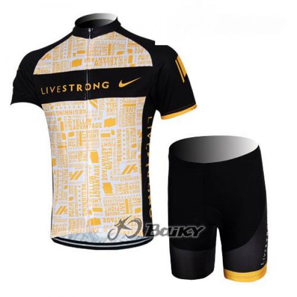 2012 LiveStrong Radbekleidung Radtrikot Kurzarm und Fahrradhosen Kurz Schwarz Gelb