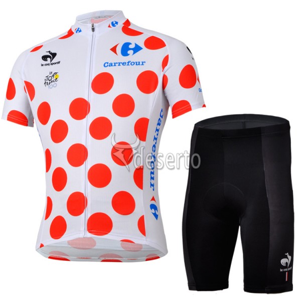 Tour de France Gepunktetes Trikot Radbekleidung Radtrikot Kurzarm und Fahrradhosen Kurz