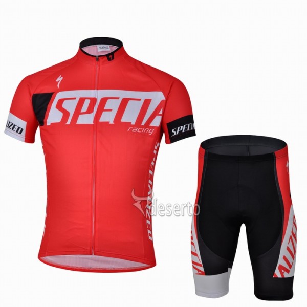 Specialized Racing Radbekleidung Radtrikot Kurzarm und Fahrradhosen Kurz Rot