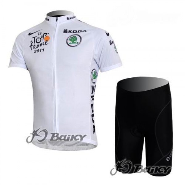 Tour de France 2011 Radbekleidung Radtrikot Kurzarm und Fahrradhosen Kurz Weißen Trikots