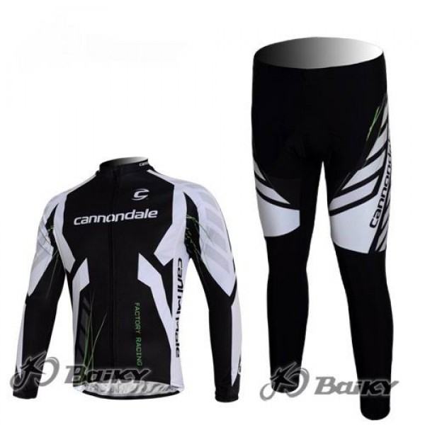 Cannondale Pro Team Fahrradbekleidung Radtrikot Satz Langarm und Lange Fahrradhose Schwarz Weiß