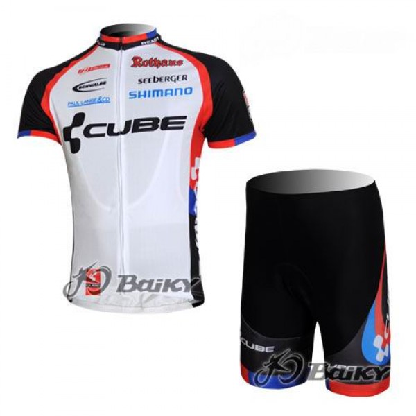 Cube Fintro Radtrikot Kurzarm Kurz Radhose Kits Weiß Schwarz