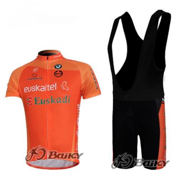 Euskaltel-Euskadi Pro Team Radtrikot Kurzarm Kurz Trägerhose Kits Orange