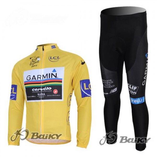 Garmin Cervelo Pro Team Fahrradbekleidung Radtrikot Satz Langarm und Lange Fahrradhose Gelb