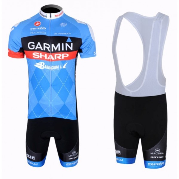 2013 Garmin Sharp Barracuda Cervelo Fahrradbekleidung Satz Fahrradtrikot Kurzarm Trikot und Kurz Trägerhose Blau