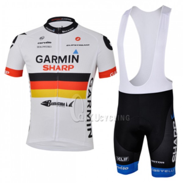 2013 Garmin Sharp Barracuda Deutsche Champion Fahrradbekleidung Satz Fahrradtrikot Kurzarm Trikot und Kurz Trägerhose