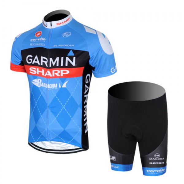 2013 Garmin Sharp Barracuda Cervelo Radtrikot Kurzarm und Kurz Radhose Kits Blau