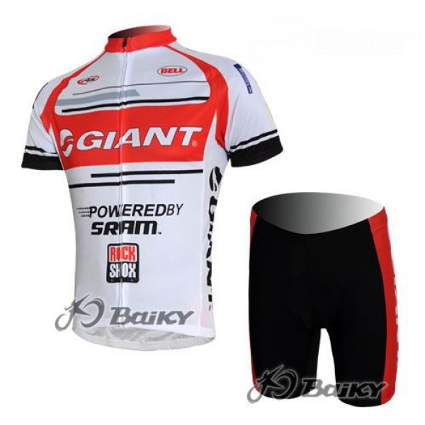 Giant Sram Pro Team Radtrikot Kurzarm Kurz Radhose Kits Rot Weiß