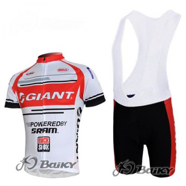 Giant Sram Pro Team Radtrikot Kurzarm Kurz Trägerhose Kits Rot Weiß