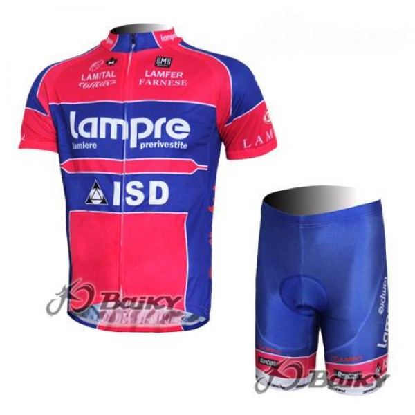 Lampre ISD Pro Team Radtrikot Kurzarm Kurz Radhose Kits Blau Rosa