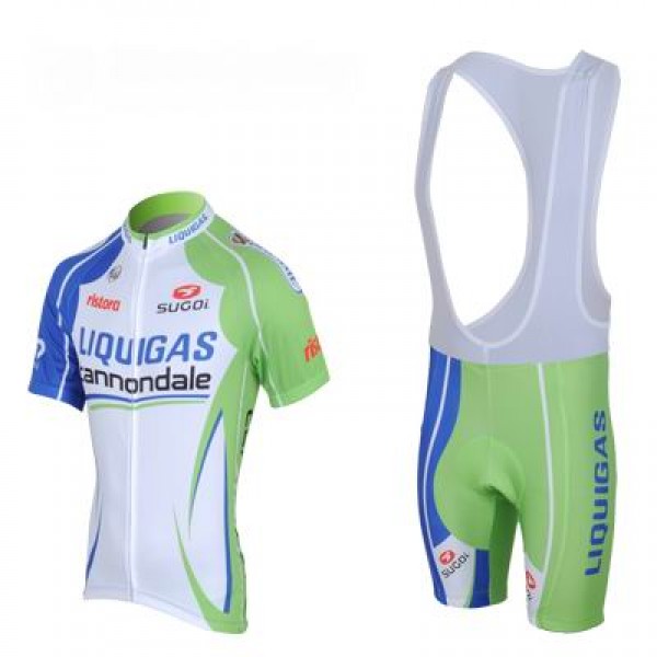 2013 Liquigas Cannondale Pro Team Fahrradbekleidung Satz Fahrradtrikot Kurzarm Trikot und Kurz Trägerhose Grün