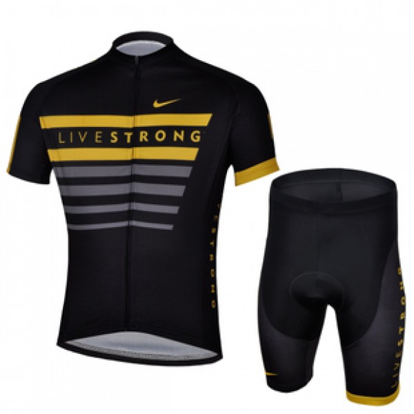 2013 Livestrong Radtrikot Kurzarm und Kurz Radhose Kits Schwarz Gelb
