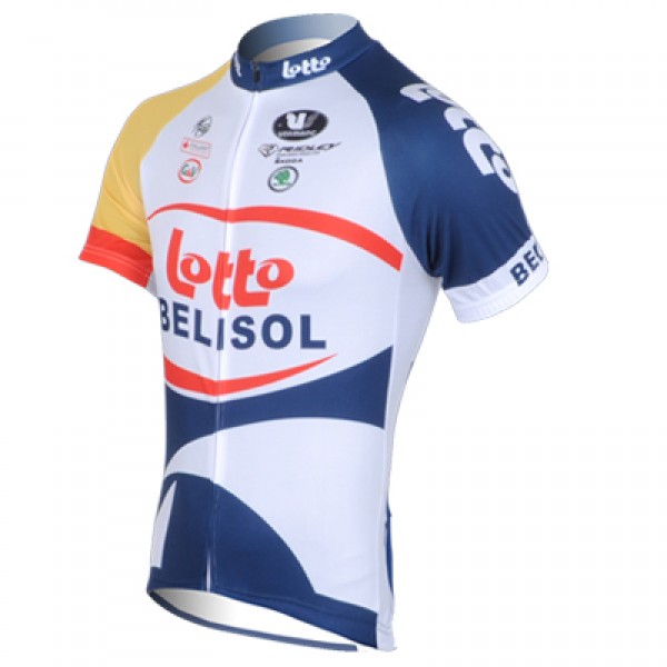2013 Lotto Belisol Radtrikot Kurzarm Weiß Blau