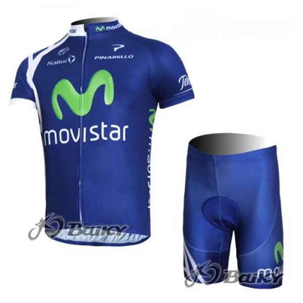 Movistar Team Radbekleidung Radtrikot Kurzarm und Fahrradhosen Kurz Blau