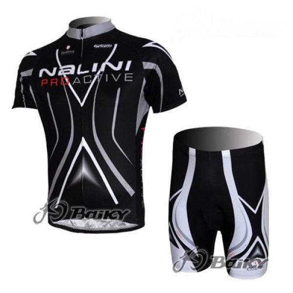 Nalini Pro Team Radbekleidung Radtrikot Kurzarm und Fahrradhosen Kurz Schwarz