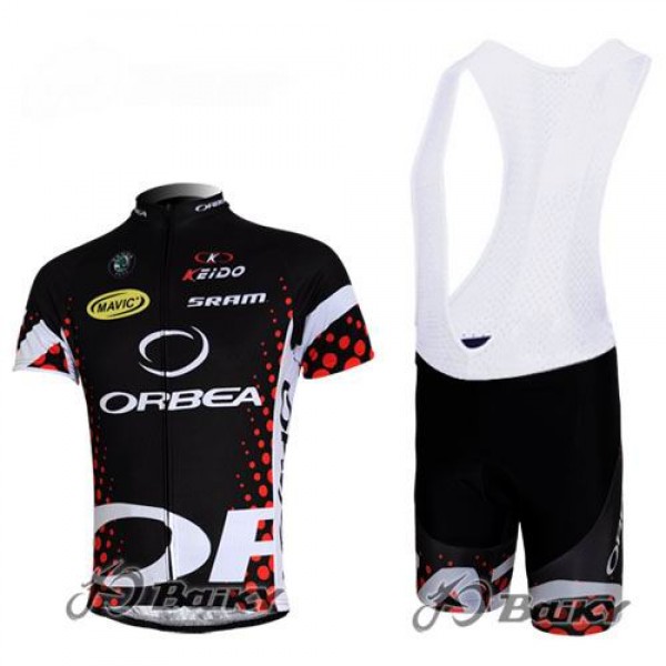 Orbea Pro Team Fahrradbekleidung Satz Fahrradtrikot Kurzarm Trikot und Kurz Trägerhose Schwarz Blau