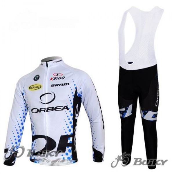 Orbea Pro Team Fahrradbekleidung Radtrikot Satz Langarm und Lange Trägerhose Weiß
