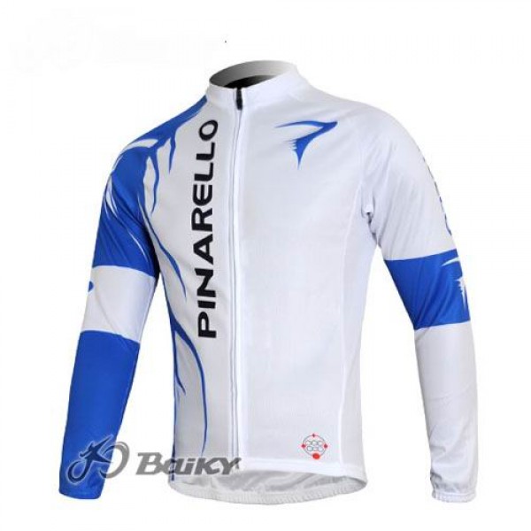 Pinarello Pro Team Fahrradtrikot Langarm Weiß Blau