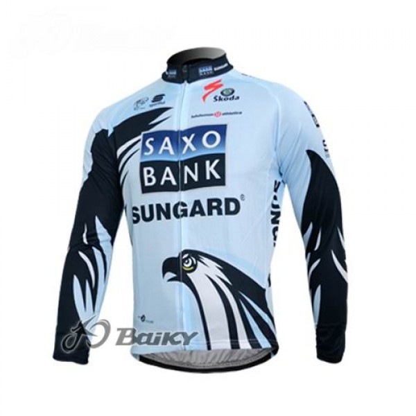 Saxo Bank Sungard Pro Team Fahrradtrikot Langarm Weiß Schwarz