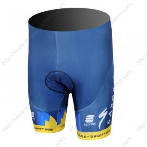 2013 Saxo Bank Tinkoff Pro Team Kurz Radhose Blau Gelb