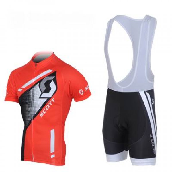 2013 Scott Racing Fahrradbekleidung Satz Fahrradtrikot Kurzarm Trikot und Kurz Trägerhose Rot Schwarz