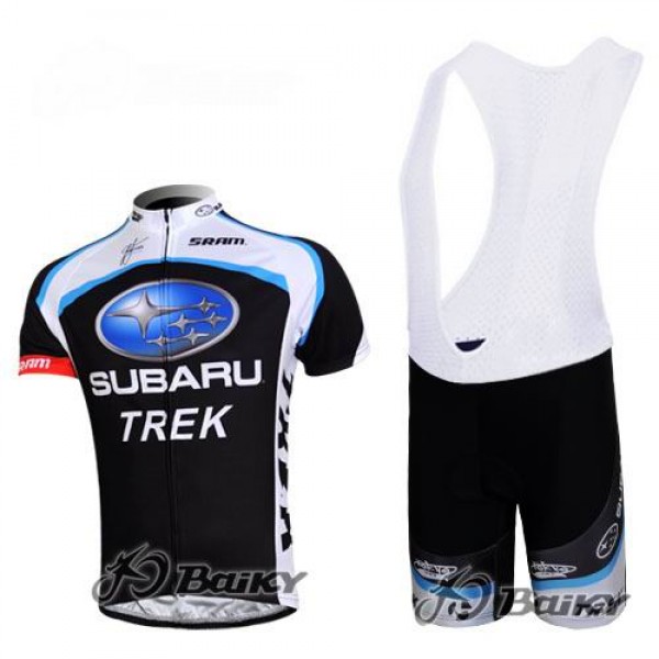 Subaru Trek Pro Team Fahrradbekleidung Satz Fahrradtrikot Kurzarm Trikot und Kurz Trägerhose Schwarz