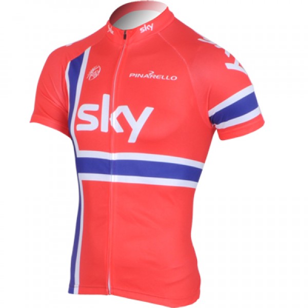 2013 Team Sky Norwegisch Champion Radtrikot Kurzarm Rot