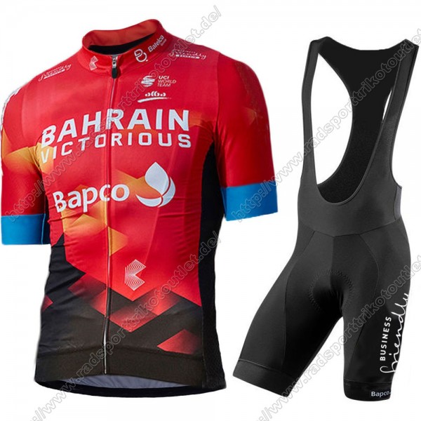 Profiteams Bahrain Victorious 2021 Fahrradbekleidung Satz Radtrikot Kurzarm+Radho