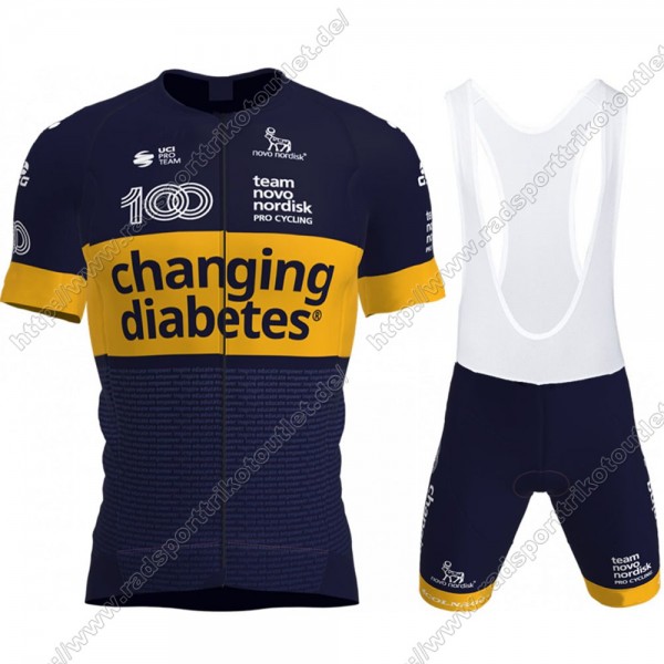 Profiteams Novo Nordisk 2021 Radbekleidung Satz Trikot Kurzarm+Trägerhosen Set Outl