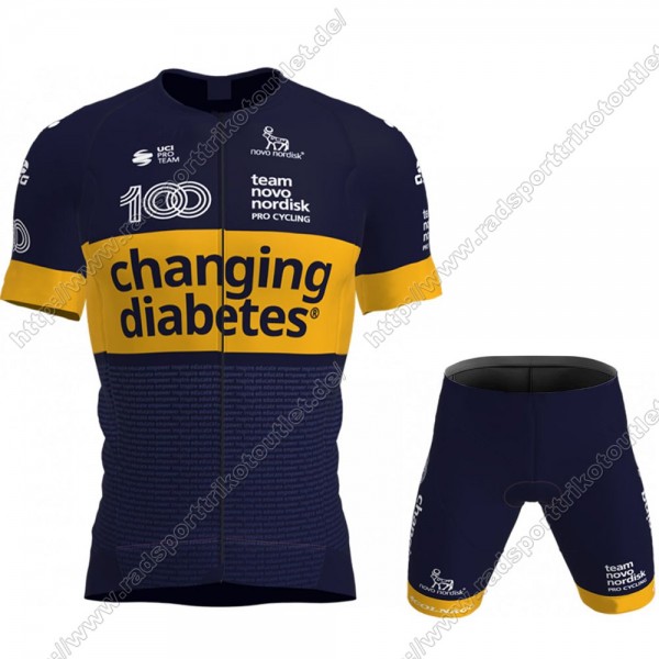 Profiteams Novo Nordisk 2021 Radbekleidung Satz Trikot Kurzarm+Trägerhosen Set Outl